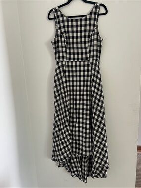 Black & White Gingham Sleeveless Midi Dress